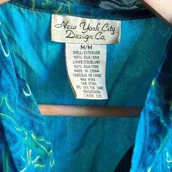 Vintage New York City Design Co Paisley Green Fairy Core Silk Tunic Medium - Picture 2 of 10